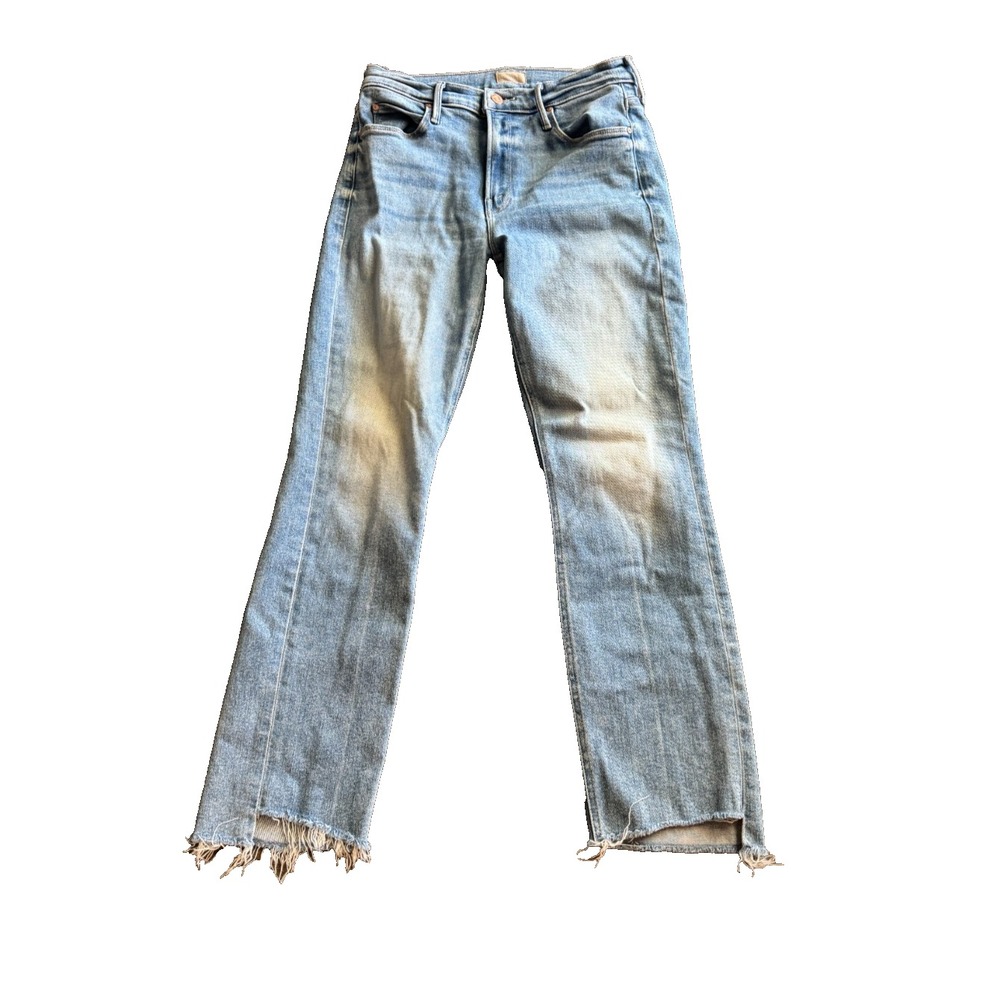 MOTHER The Mid Rise Dazzler Ankle Step Fray Jeans  Blue 28 Ropin' N' ridin'